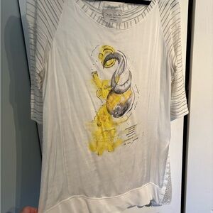 Elisa Cavaletti White Tee with Yellow & Gray Abstract Print